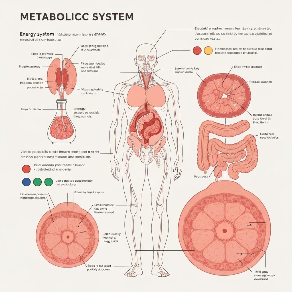 Anatomical illustration of human metabolic system